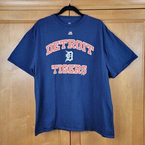 Majestic Men's MLB Navy Detroit Tigers Baseball Crew Neck Short Sleeve Tee - XL